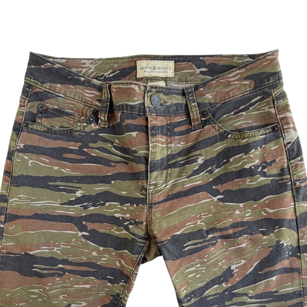 Denim & Supply Ralph Lauren Tiger Stripe Camo Skinny Pants Ankle Zip Womens 27